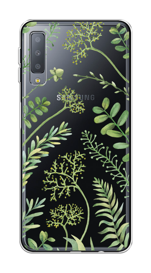 

Чехол на Samsung Galaxy A7 2018 "Green Leaves", Зеленый;прозрачный, 26750-1