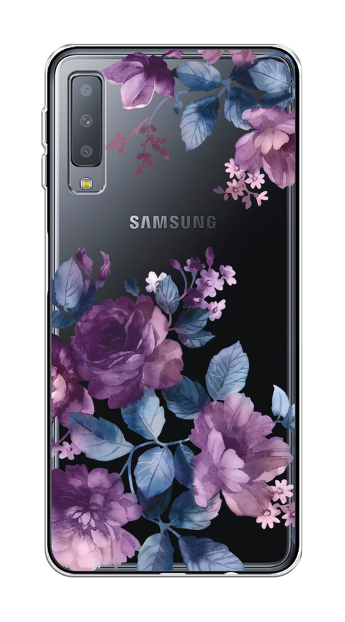 

Чехол на Samsung Galaxy A7 2018 "Purple Blossoms", Синий;фиолетовый, 26750-1