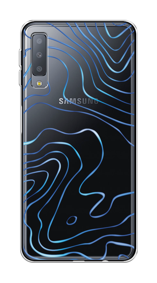 

Чехол на Samsung Galaxy A7 2018 "Blue lines", Прозрачный;синий, 26750-1
