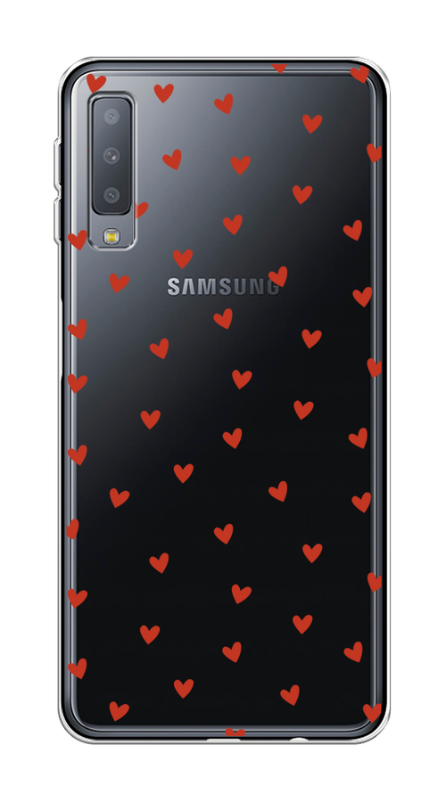 

Чехол на Samsung Galaxy A7 2018 "Red hearts", Красный;прозрачный, 26750-1