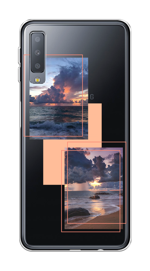 

Чехол на Samsung Galaxy A7 2018 "Sky collage", Розовый;прозрачный;синий, 26750-1