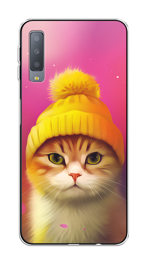 

Чехол на Samsung Galaxy A7 2018 "Котик в шапочке", Розовый;желтый;бежевый, 26750-1