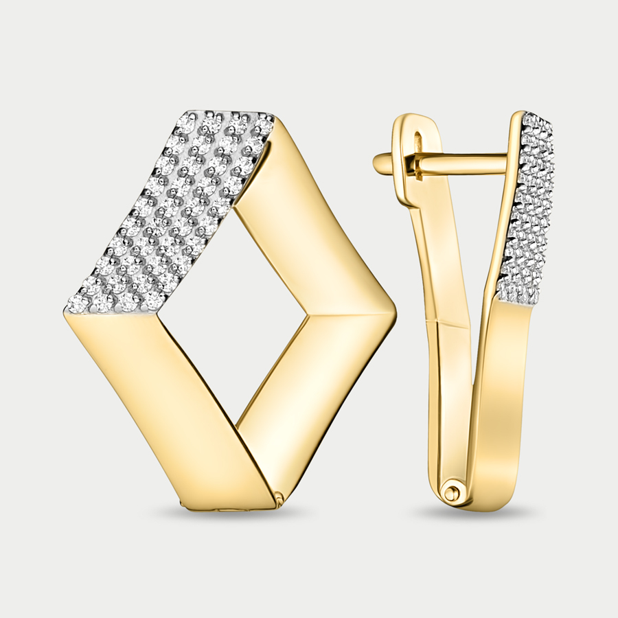 

Серьги из желтого золота Династия 023492-4102, фианит, 023492-4102
