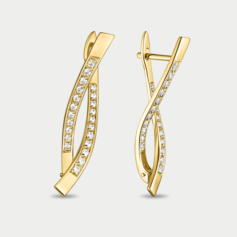

Серьги из желтого золота Династия 018682-4102, фианит, 018682-4102