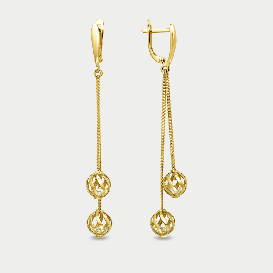

Серьги из желтого золота Династия 001612-4100, фианит, 001612-4100