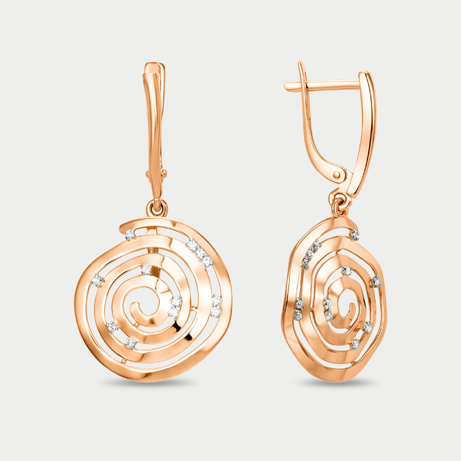 

Серьги из розового золота Династия 012392-1102, фианит, 012392-1102