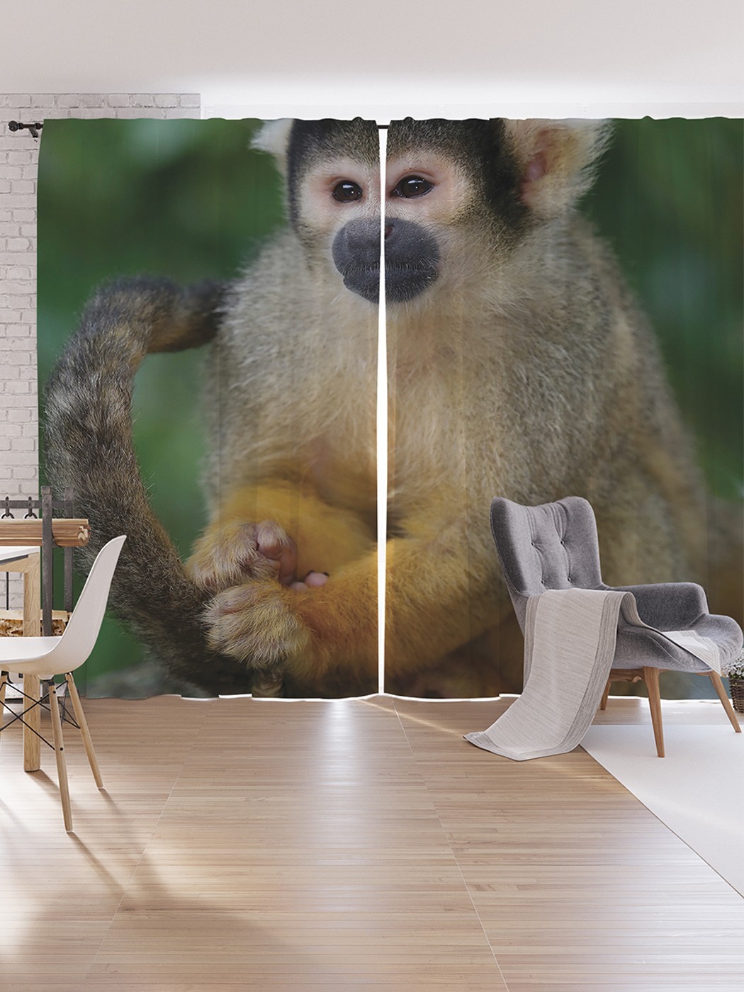 

Шторы под лён JoyArty "Веселая обезьянка", серия Oxford DeLux, 340х265 см, Веселая обезьянка