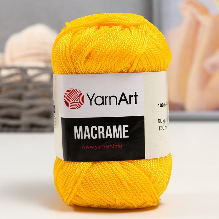 

Пряжа "Macrame Макраме" 100% полиэстер 130м/90гр (142 жёлтый), Желтый, Пряжа "Macrame Макраме"