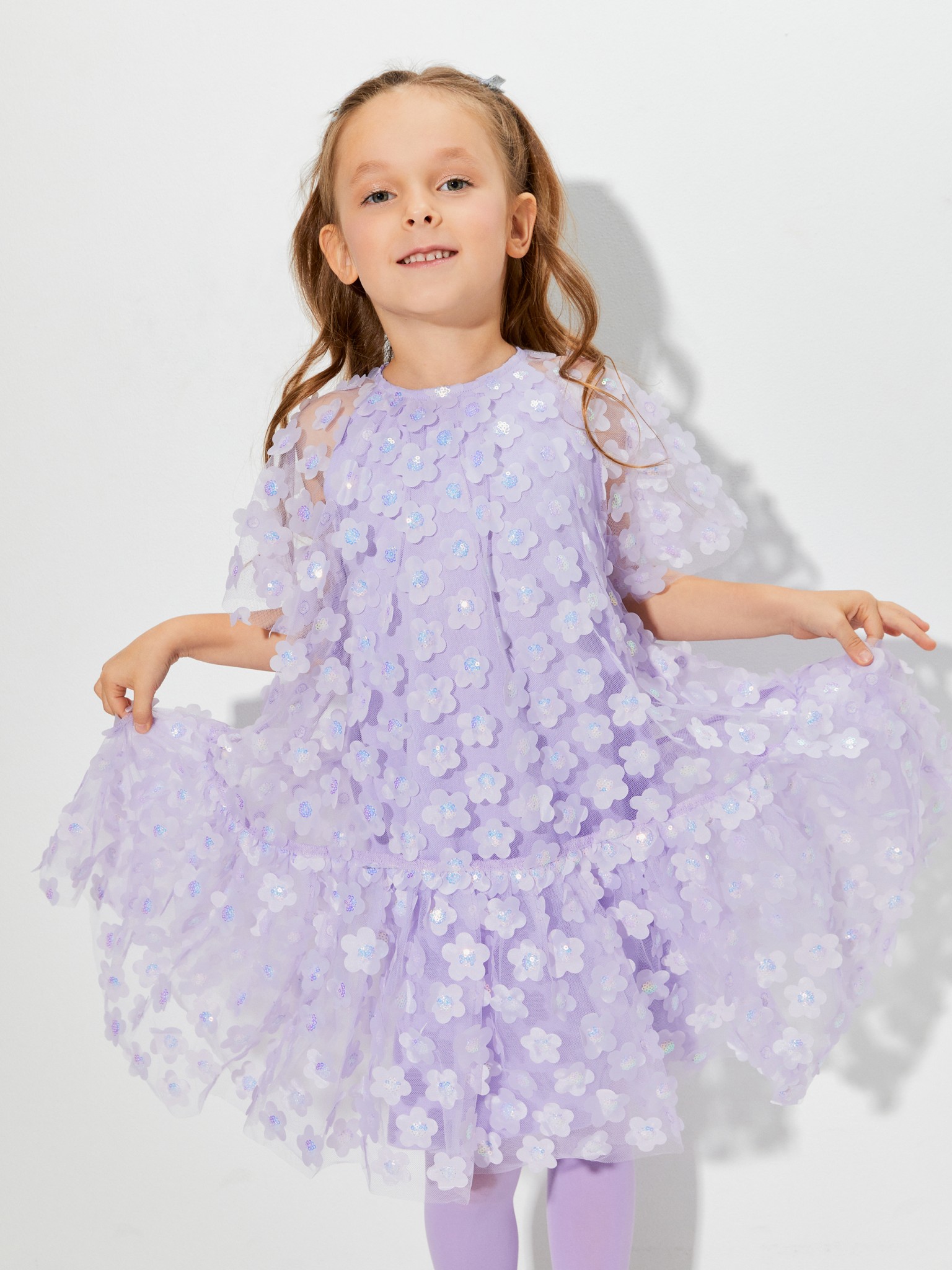 Платье детское Acoola 20220200799, фиолетовый, 128 белое платье с рюшами и пайетками aletta детское