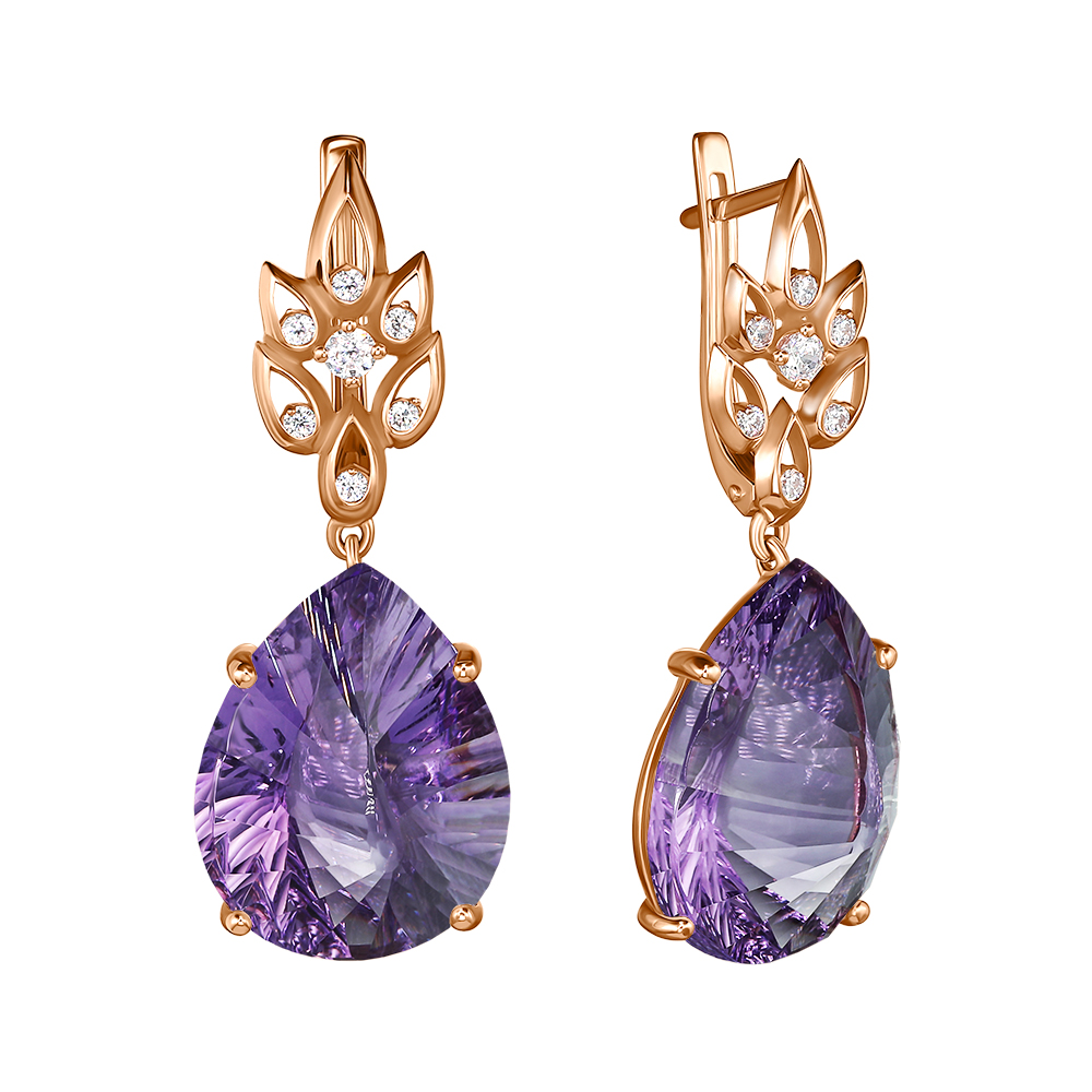 

Серьги из красного золота с аметистом ALORIS 2010АКцб, Серьги 2010АКцб