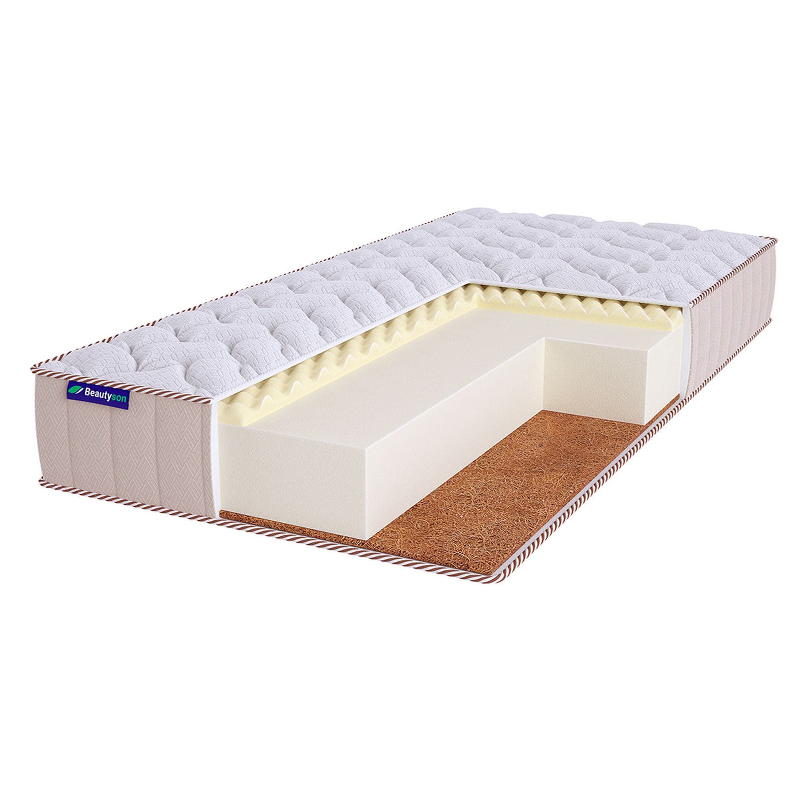 

Матрас Beautyson Roll Foam 14 Massage Cocos Lux, 185х120, 20 см, беспружинный, Белый, Roll Foam 14 Massage Cocos Lux