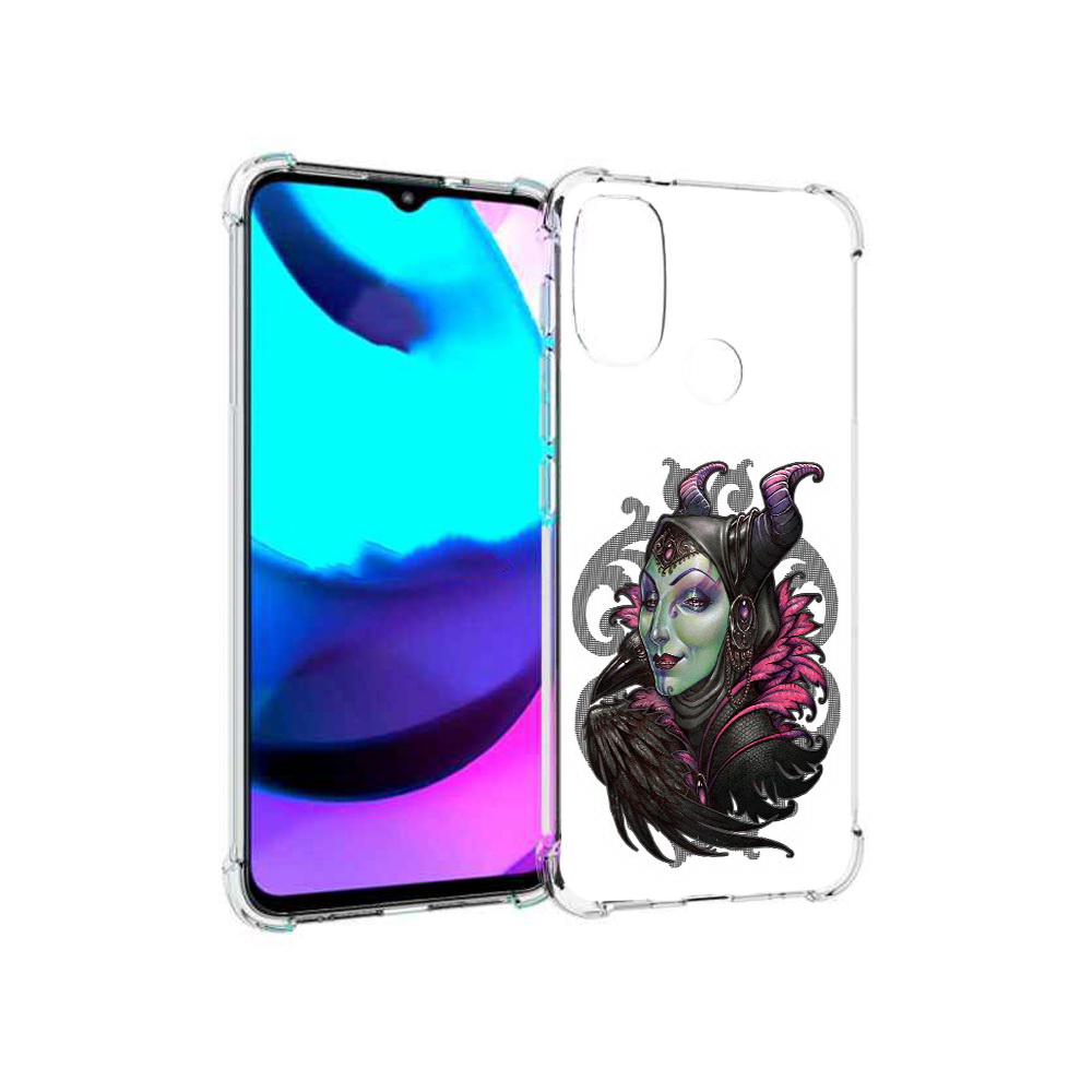 

Чехол MyPads Tocco для Motorola Moto E20 зеленая девушка с вороном (PT162039.356.357), Прозрачный, Tocco