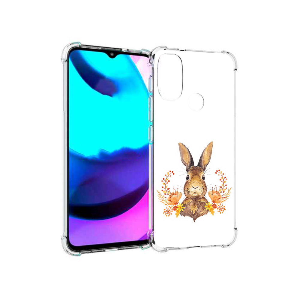 

Чехол MyPads Tocco для Motorola Moto E20 зайка в цветах (PT162039.356.349), Прозрачный, Tocco