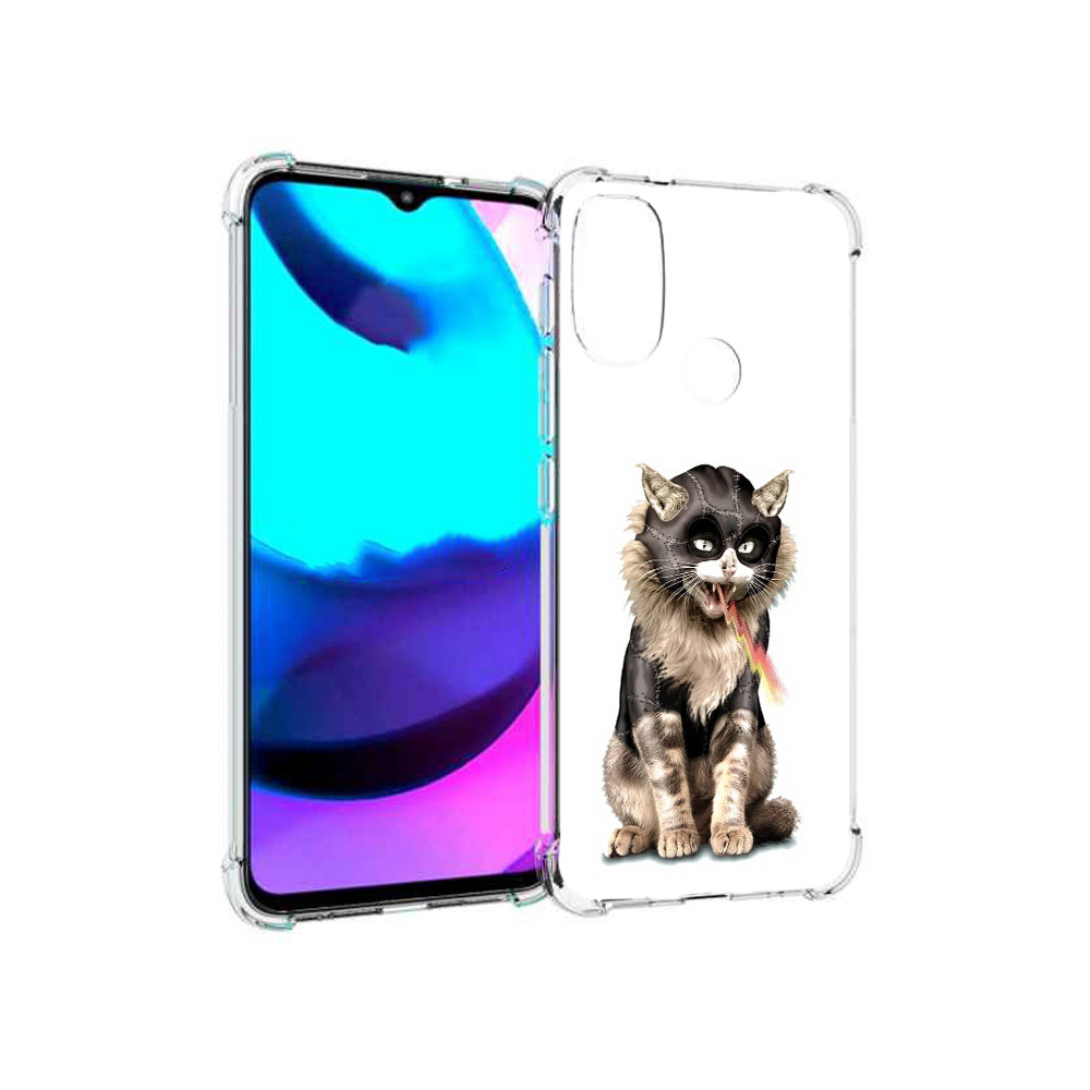 

Чехол MyPads Tocco для Motorola Moto E20 дьяволский кот (PT162039.356.341), Прозрачный, Tocco