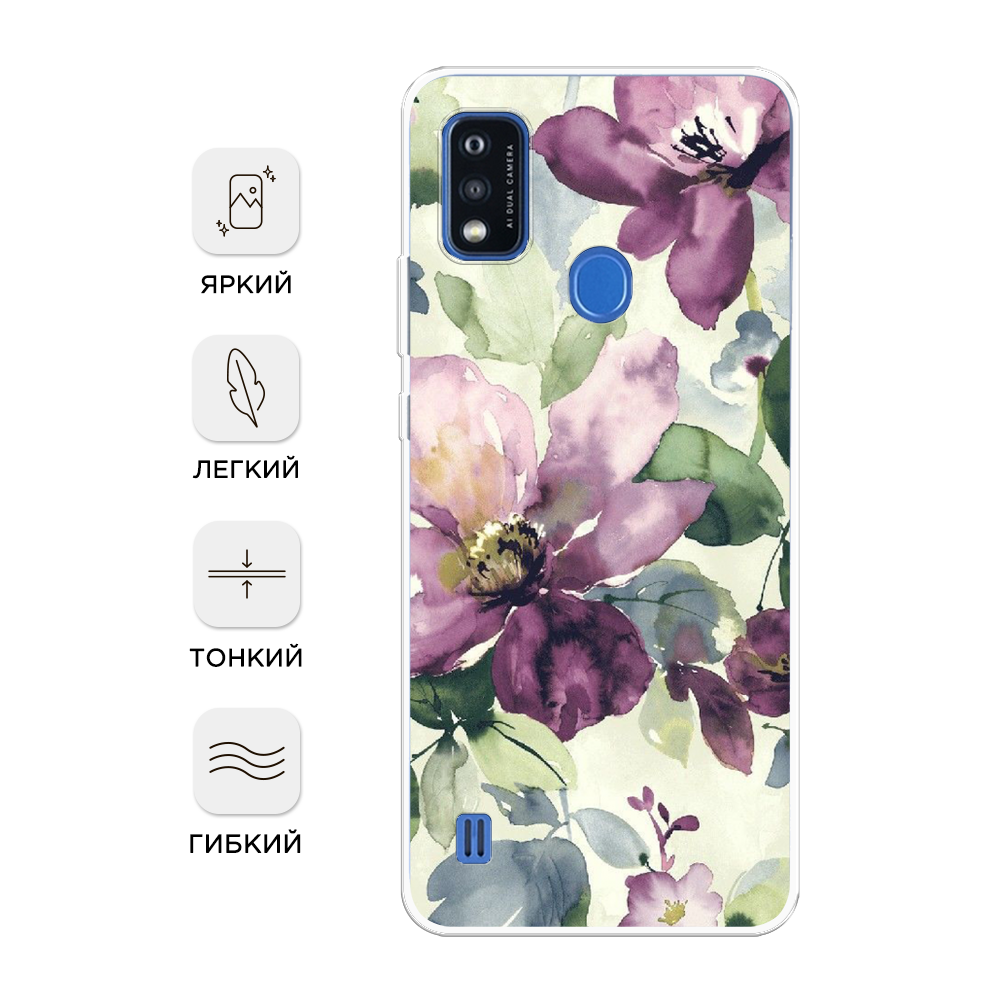 

Чехол Awog на ZTE Blade A51 / ЗТЕ Блэйд A51 "Голубые клематисы", Разноцветный, 134550-8
