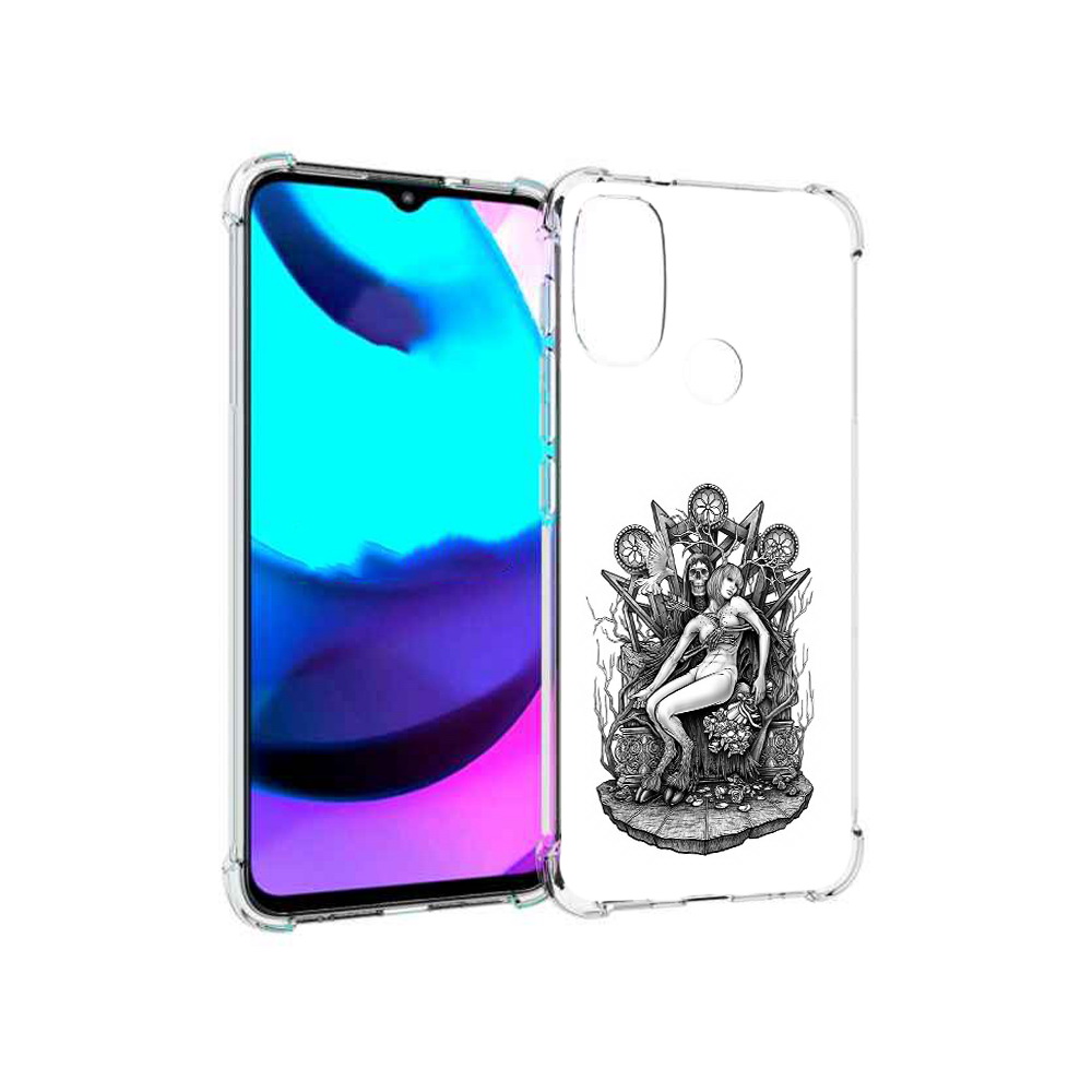 

Чехол MyPads Tocco для Motorola Moto E20 девушка на троне (PT162039.356.309), Прозрачный, Tocco