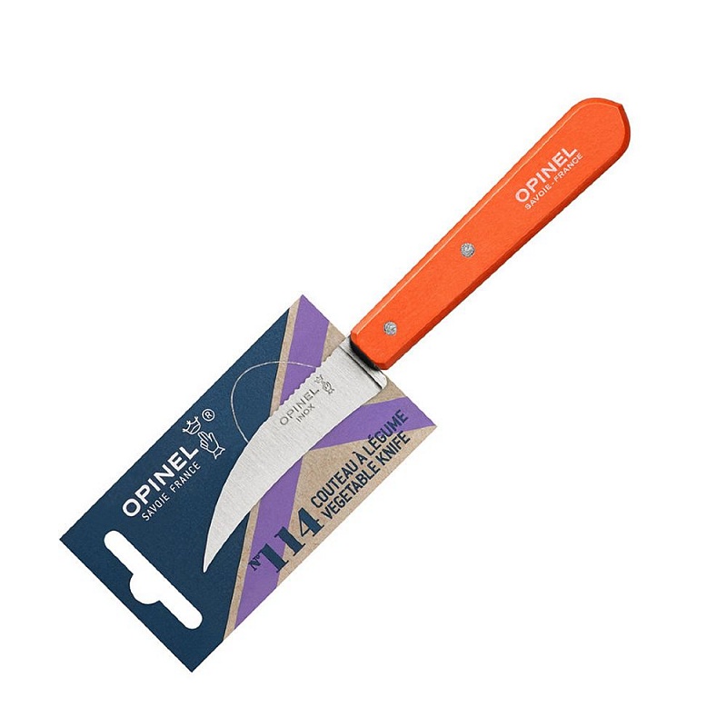 Нож для чистки овощей Opinel №114, нержавеющая сталь, блистер, оранжевый