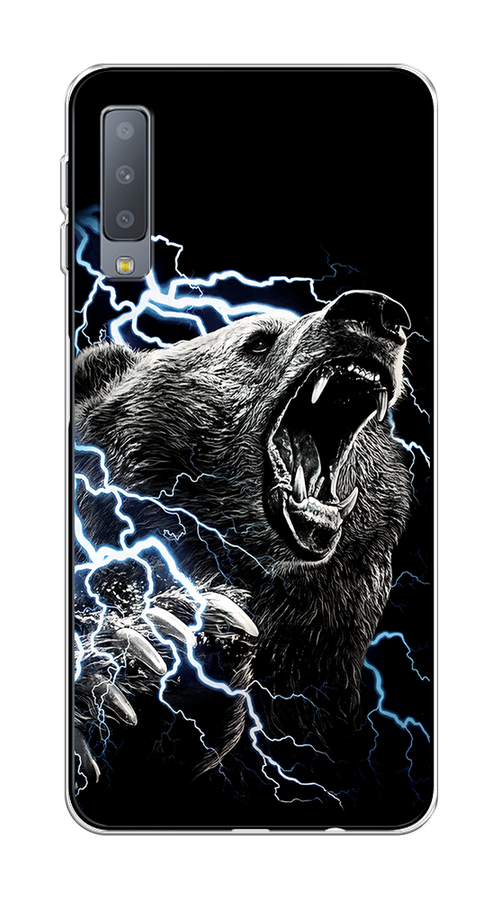 

Чехол на Samsung Galaxy A7 2018 "Гроза и медведь", Черный;серый;серебристый, 26750-1