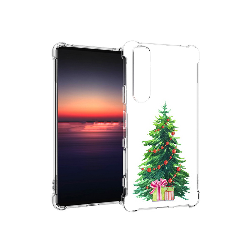 

Чехол MyPads Tocco для Sony Xperia 1 III Елка новогодняя с подарками акварель, Прозрачный, Tocco