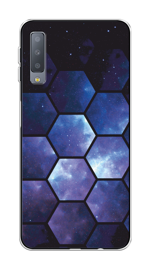 

Чехол на Samsung Galaxy A7 2018 "Соты космос", Черный;фиолетовый, 26750-1