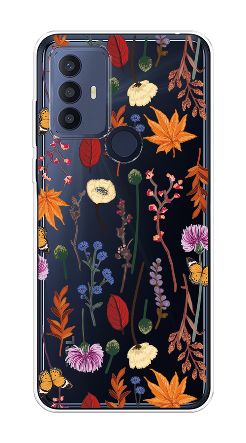 Чехол на TCL 30E30 SE305306 Orange Purple flowers 429₽