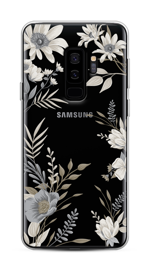 

Чехол на Samsung Galaxy S9 Plus "Цветы сепия", Серый;прозрачный;зеленый;белый, 25850-1