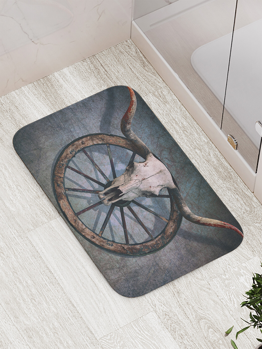 

Коврик противоскользящий JoyArty "Бычий череп с рогами" для ванной,сауны, бассейна,77х52см, Бычий череп с рогами