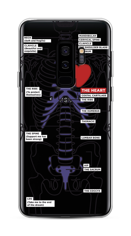 

Чехол на Samsung Galaxy S9 Plus "Скелет человека", Прозрачный;синий;красный, 25850-1