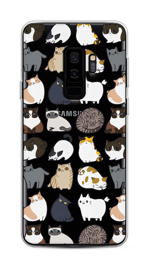 

Чехол на Samsung Galaxy S9 Plus "Милые котики", Прозрачный;белый;серый, 25850-1