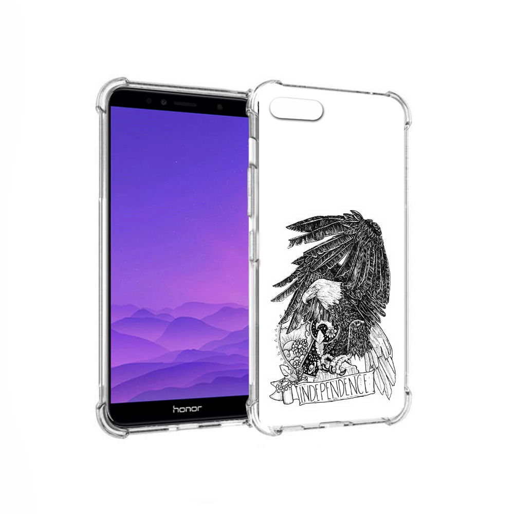 

Чехол MyPads Tocco для Honor 7A черно белый сокол (PT111206.25.688), Прозрачный, Tocco