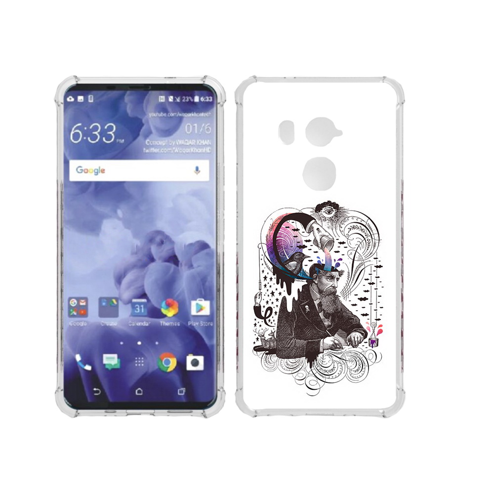 

Чехол MyPads Tocco для HTC U11 Plus абстракция думающий мужчина, Прозрачный, Tocco
