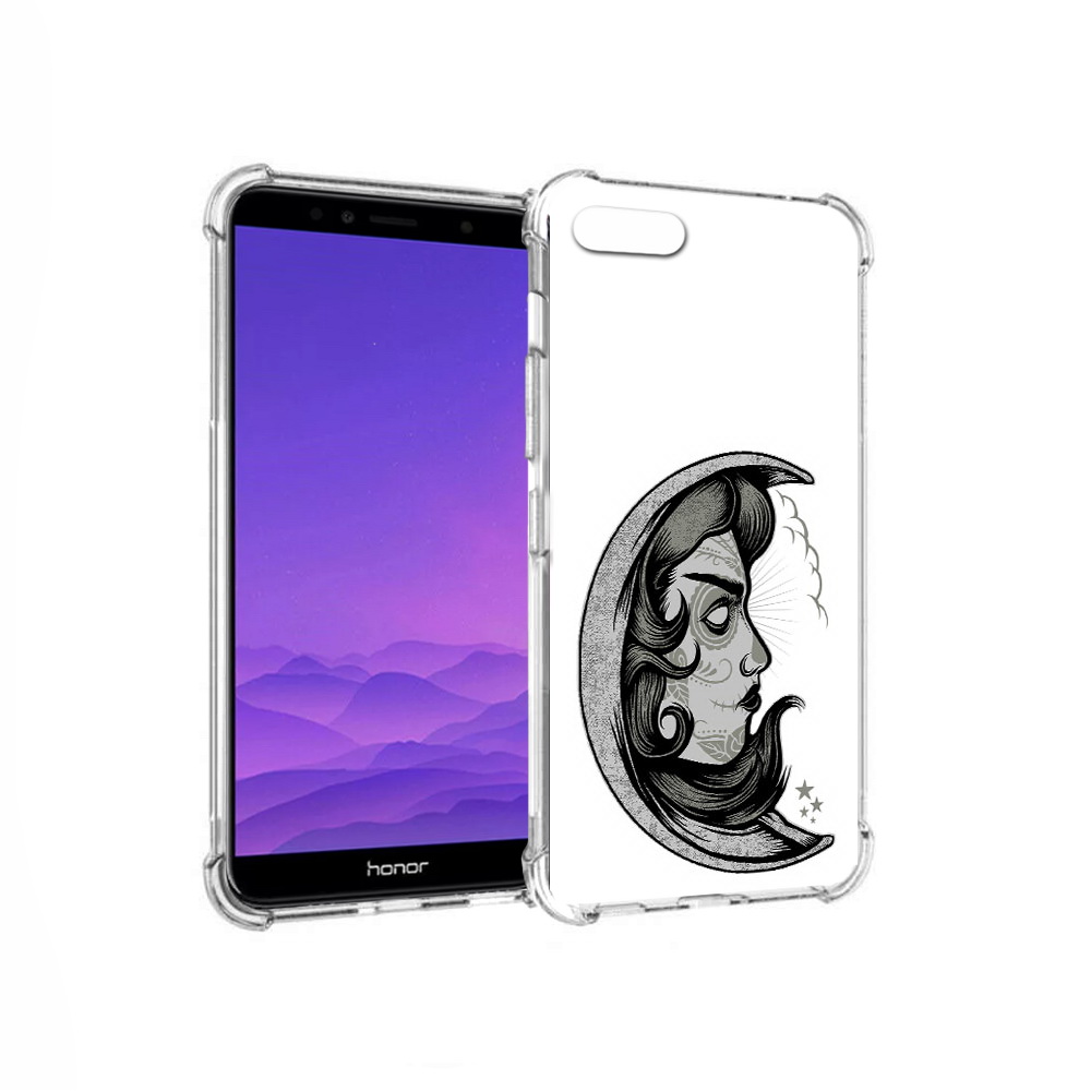 

Чехол MyPads Tocco для Honor 7A черно белая луна с лицом (PT111206.25.680), Прозрачный, Tocco