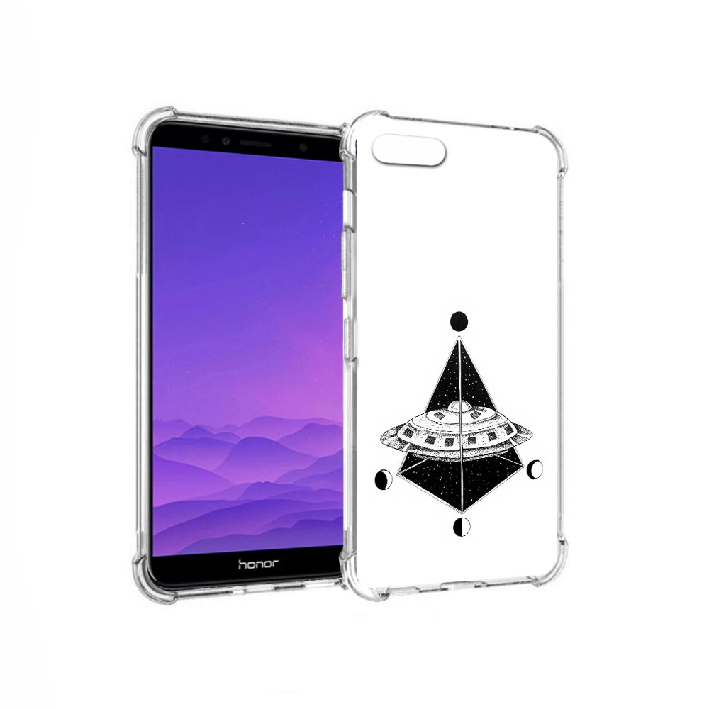 

Чехол MyPads Tocco для Honor 7A черно белая летающая тарелка (PT111206.25.679), Прозрачный, Tocco