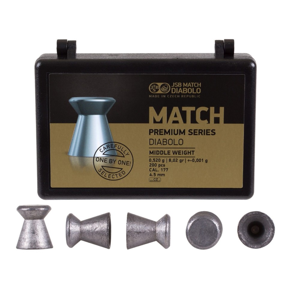 

Пули для пневматики JSB Match Premium Middle 4,5 мм, 200 шт., Match Premium Middle