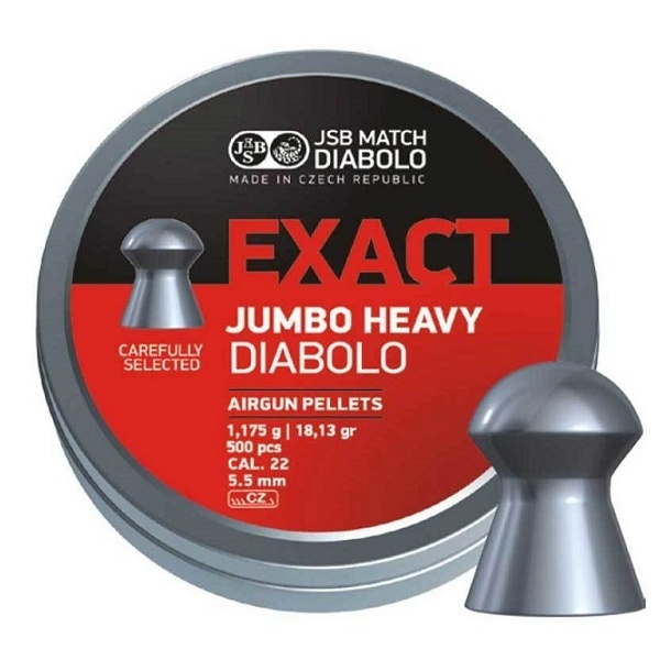 

Пули для пневматики JSB Exact Jumbo Heavy 5,5 мм (cal.22), 500 шт, Exact Jumbo Heavy