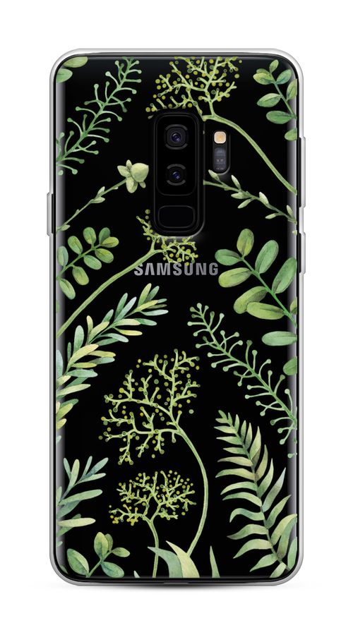 

Чехол на Samsung Galaxy S9 Plus "Green Leaves", Зеленый;прозрачный, 25850-1