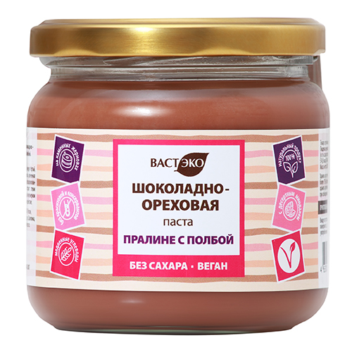 

Паста Вастэко шоколадно-ореховая без сахара Пралине с полбой, 2 шт по 380 г