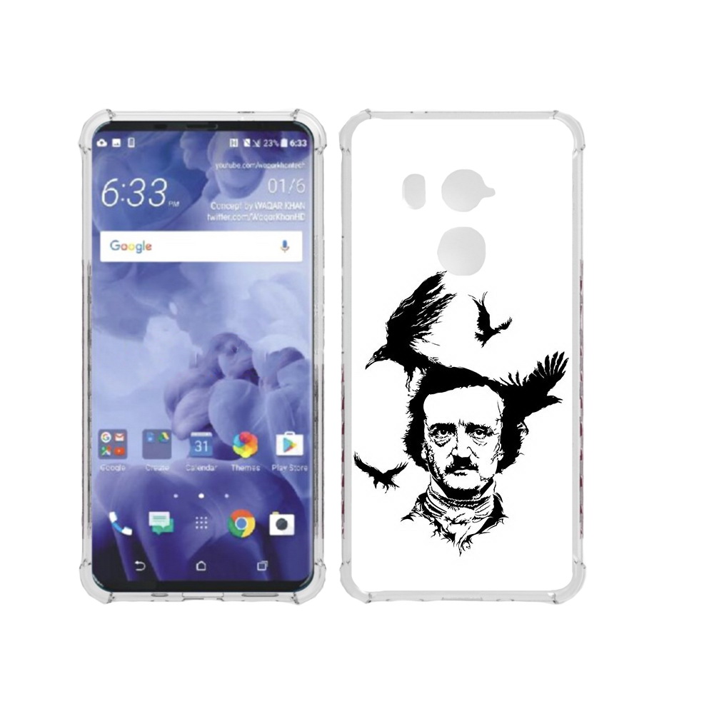 

Чехол MyPads Tocco для HTC U11 Plus Эдгар Аллан черно белый, Прозрачный, Tocco