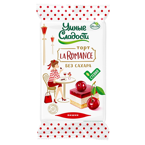 Торт Умные сладости La Romance со вкусом вишни со стевией, 3 шт по 220 г