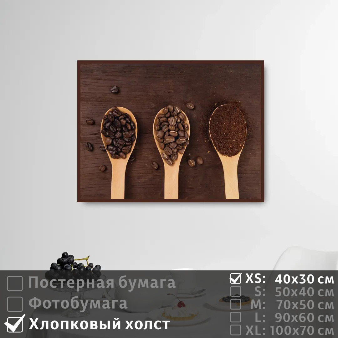 

Постер на холсте ПолиЦентр Кофе на стену для кухни 40х30 см, КофеНаСтенуДляКухни