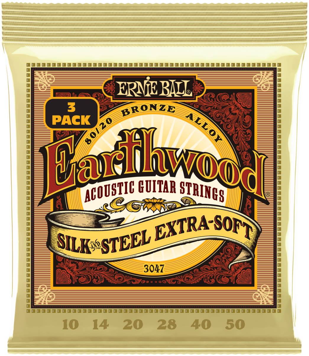 

Струны для акустической гитары ERNIE BALL 3047 Earthwood, Silk and Steel Extra Soft 10-50