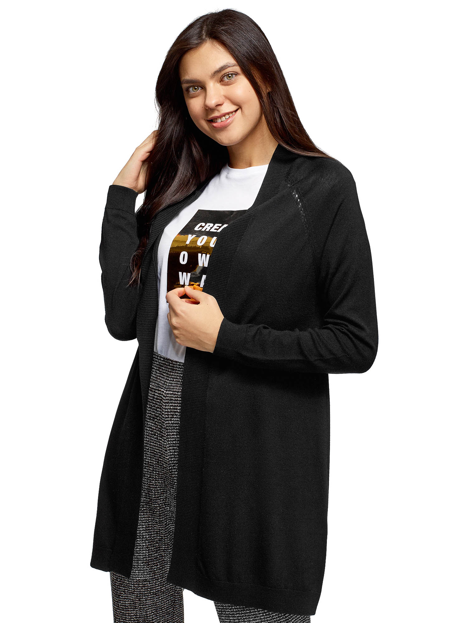 

Кардиган женский oodji 63212610 черный XS, 63212610