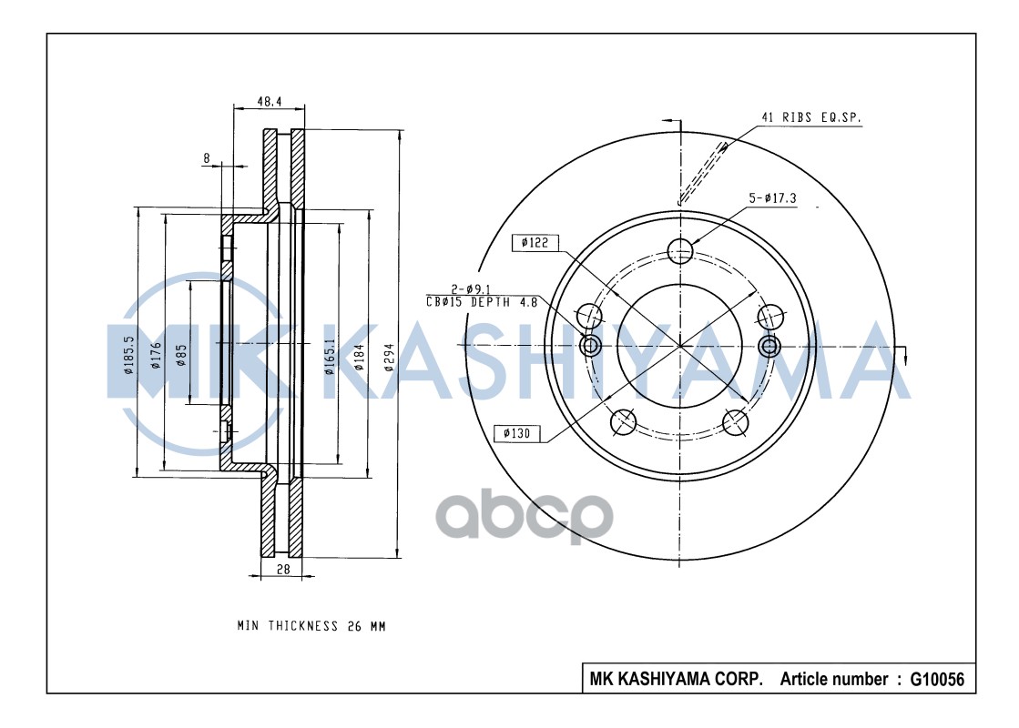 

Диск Тормозной Передний Ssangyong Actyon 06Kyron 05Rexton 02 G10056 1Шт.