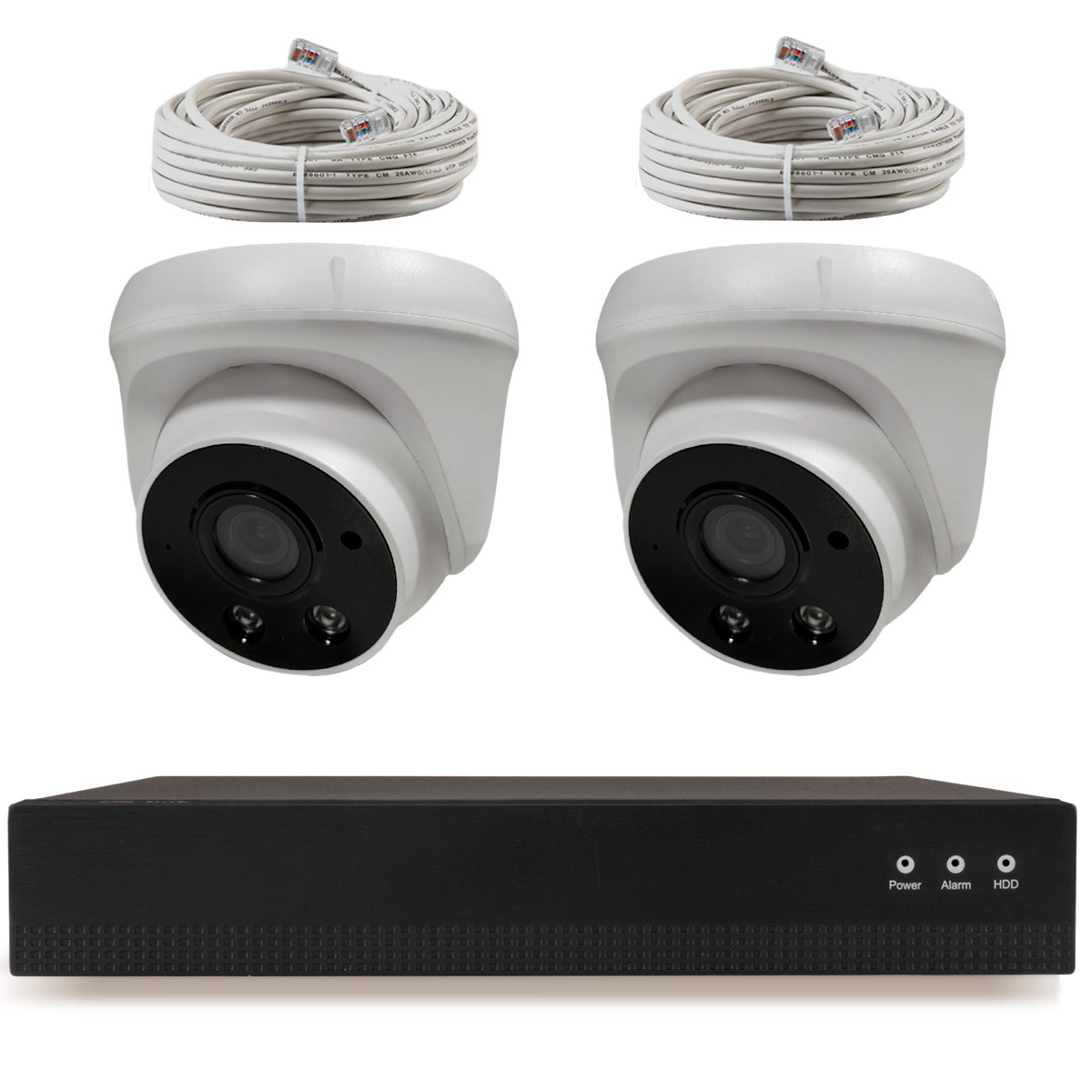 Комплект видеонаблюдения Ps-Link KIT-A502IPM-POE 4415 5Мп IP 2 камеры с микрофонами видеорегистратор 2 камеры с gps hd 1280х480p tft 2 7 угол обзора 120 гр