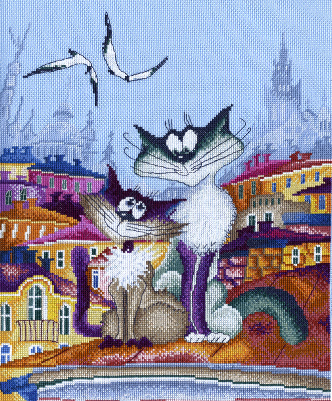 фото Набор для вышивания марья искусница "кошачьи нежности" по рисунку а. майской