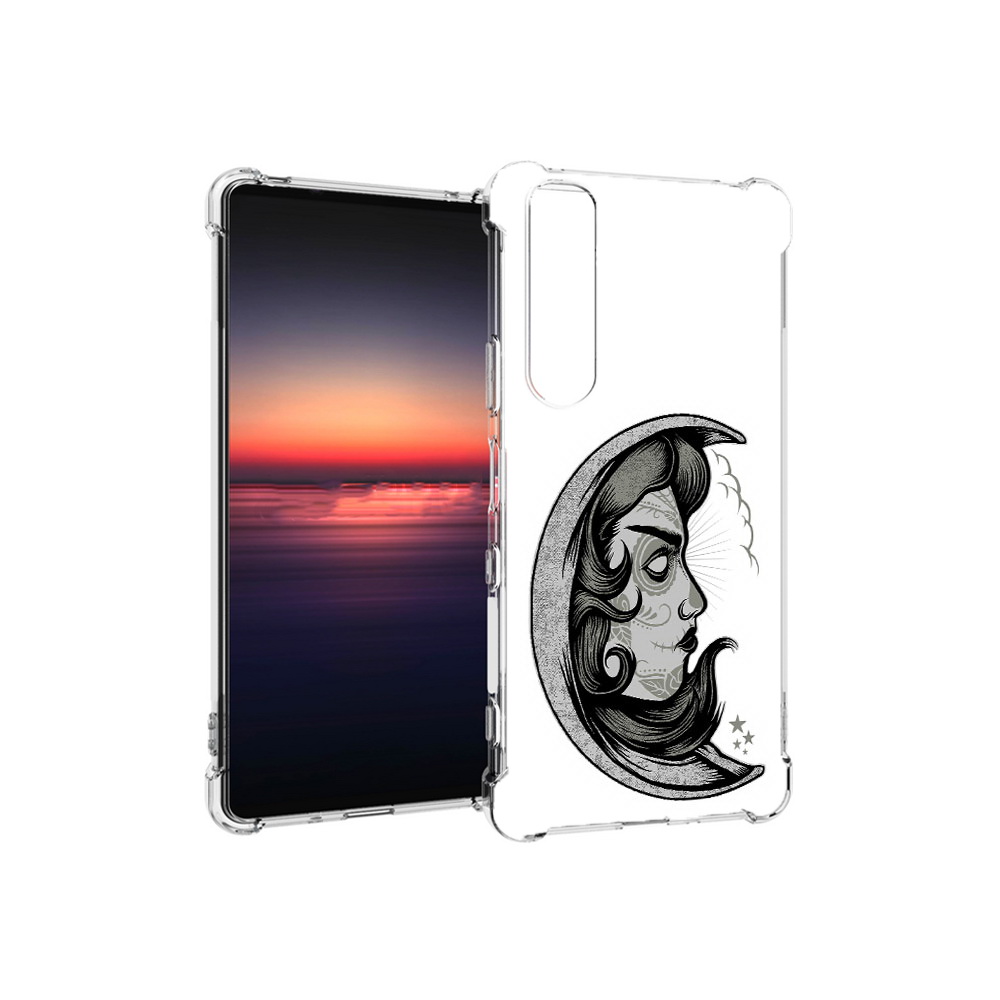 

Чехол MyPads Tocco для Sony Xperia 1 III черно белая луна с лицом (PT162368.229.680), Прозрачный, Tocco