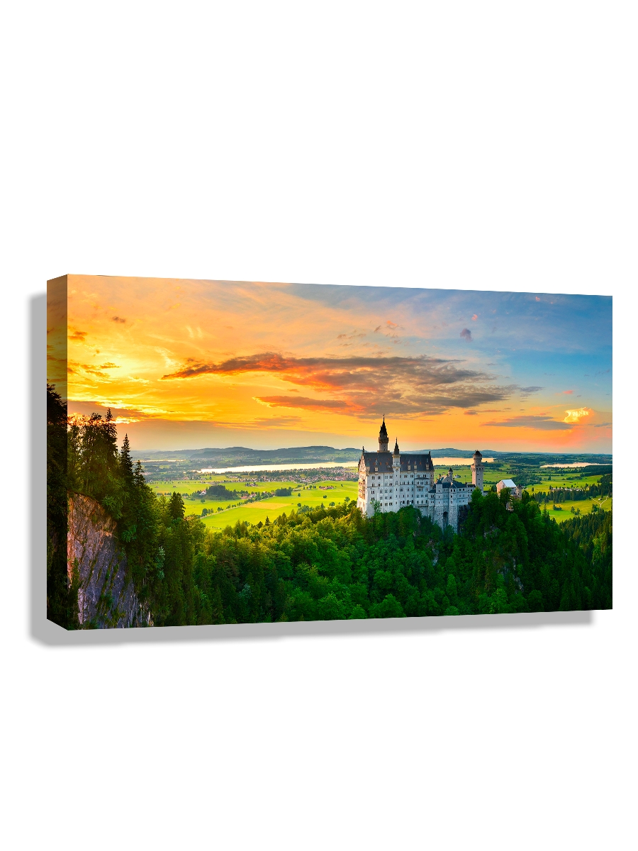 фото Картина drabs 90x60 см на холсте замок нойшванштайн на закате, германия