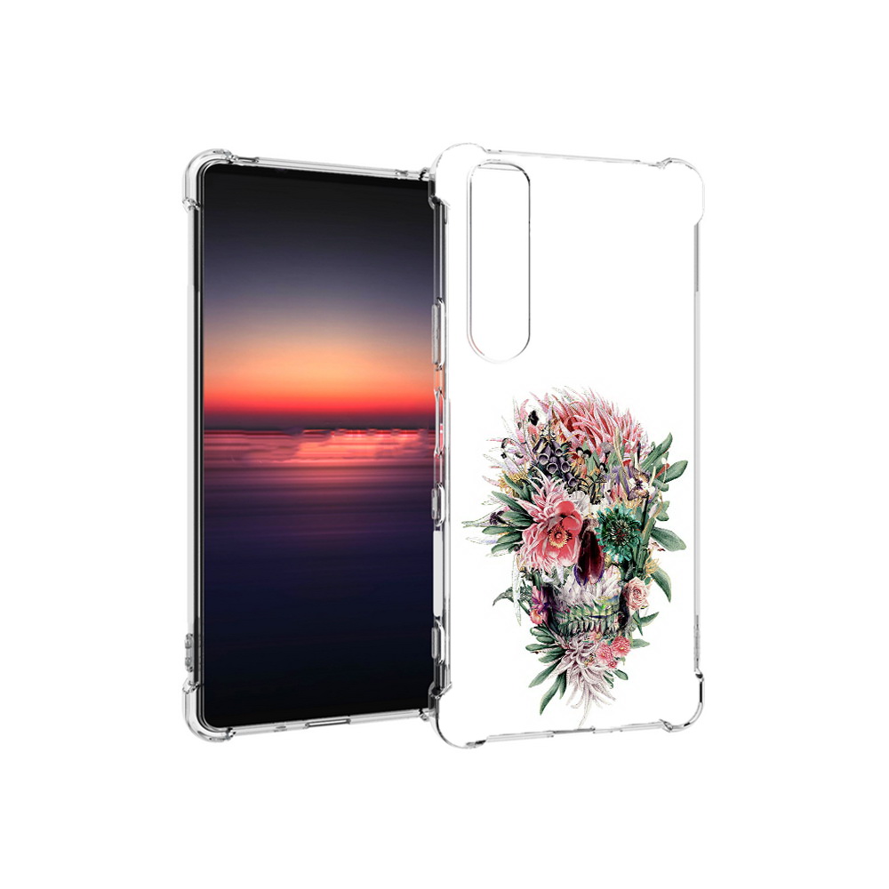 

Чехол MyPads Tocco для Sony Xperia 1 III череп из цветов (PT162368.229.677), Прозрачный, Tocco