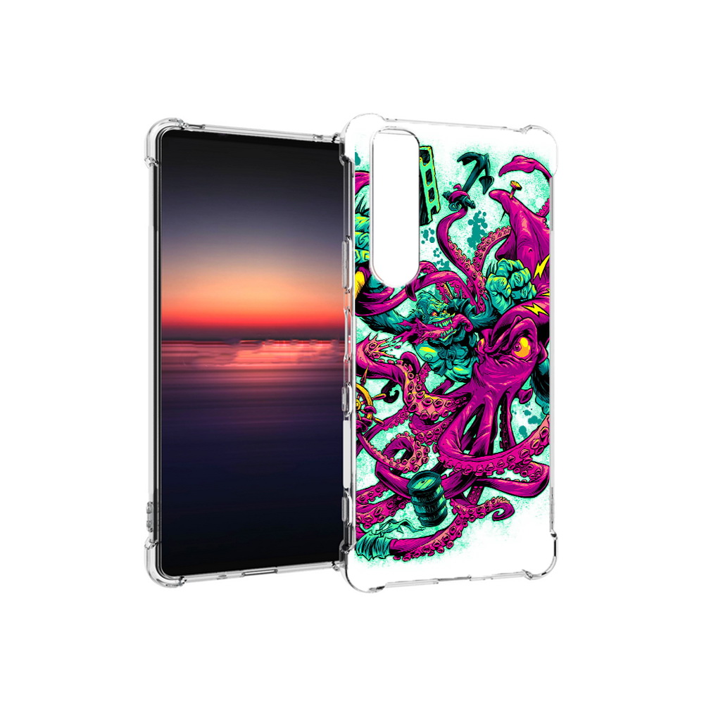 

Чехол MyPads Tocco для Sony Xperia 1 III фиолетовый кракен (PT162368.229.657), Прозрачный, Tocco