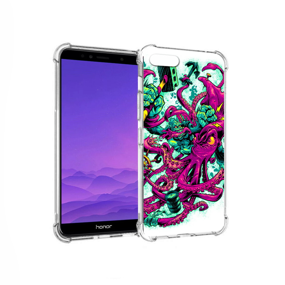 

Чехол MyPads Tocco для Honor 7A фиолетовый кракен (PT111206.25.657), Прозрачный, Tocco